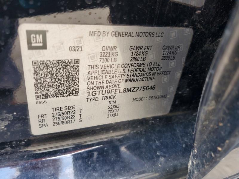 Продаж на аукціоні авто 2021 Gmc Sierra, vin: 1GTU9FEL8MZ275646, номер лоту: 52401966