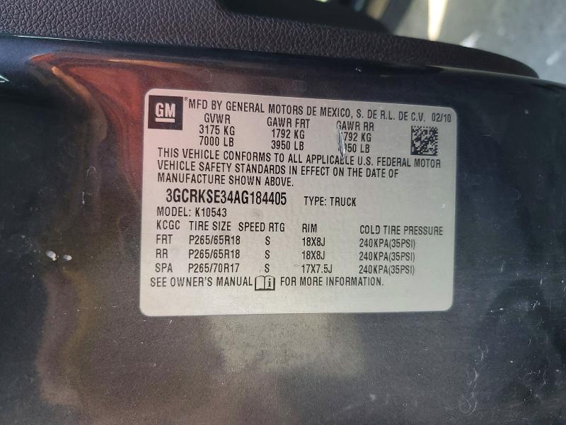 2010 Chevrolet Silverado მანქანა იყიდება აუქციონზე, vin: 3GCRKSE34AG184405, აუქციონის ნომერი: 55076866