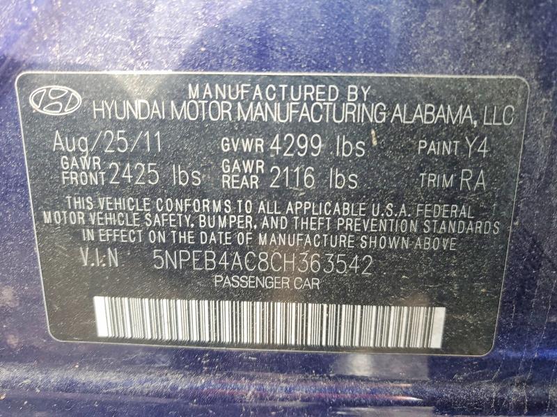 Продажа на аукционе авто 2012 Hyundai Sonata, vin: 5NPEB4AC8CH363542, номер лота: 53116836
