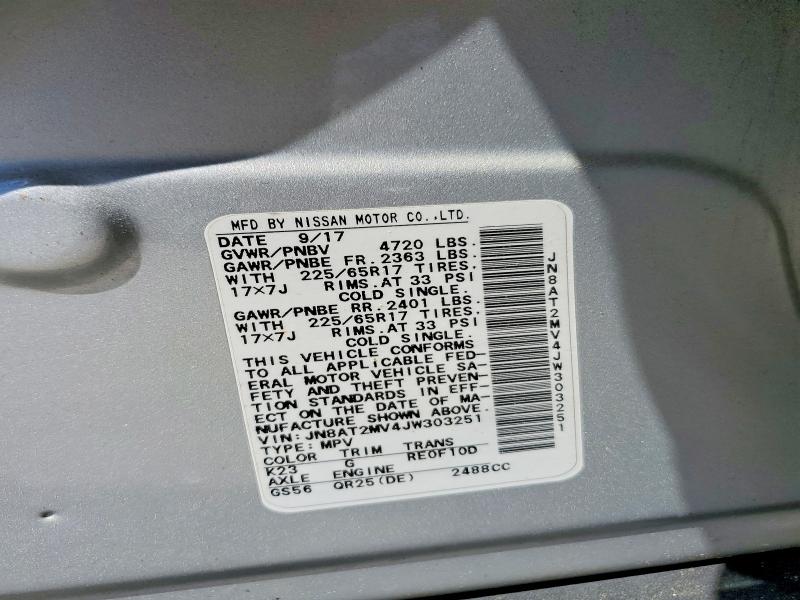 Aukcja sprzedaży 2018 Nissan Rogue, vin: JN8AT2MV4JW303251, numer aukcji: 53238476