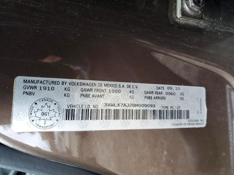 52804276 :رقم المزاد ، 3VWLX7AJ2BM009093 vin ، 2011 Volkswagen Jetta مزاد بيع