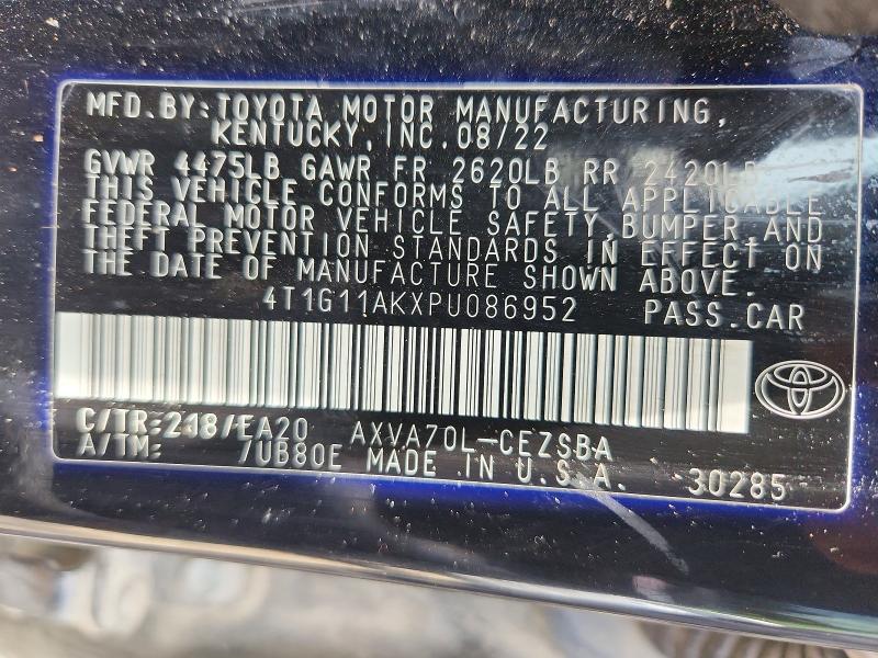 Продаж на аукціоні авто 2023 Toyota Camry, vin: 4T1G11AKXPU086952, номер лоту: 55156586