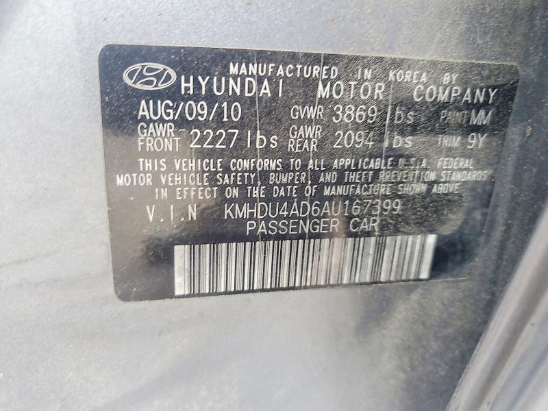 55278146 :رقم المزاد ، KMHDU4AD6AU167399 vin ، 2010 Hyundai Elantra مزاد بيع