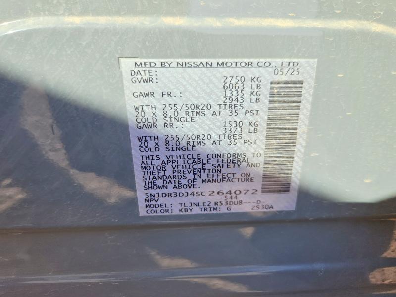 54494176 :رقم المزاد ، 5N1DR3DJ4SC264072 vin ، 2025 Nissan Pathfinder مزاد بيع