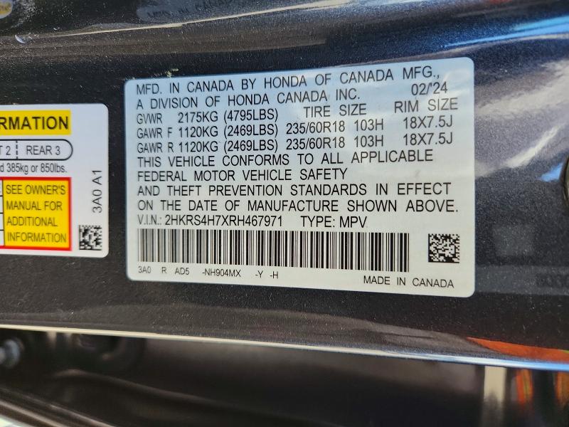 Продажа на аукционе авто 2024 Honda Cr-v, vin: 2HKRS4H7XRH467971, номер лота: 50337426