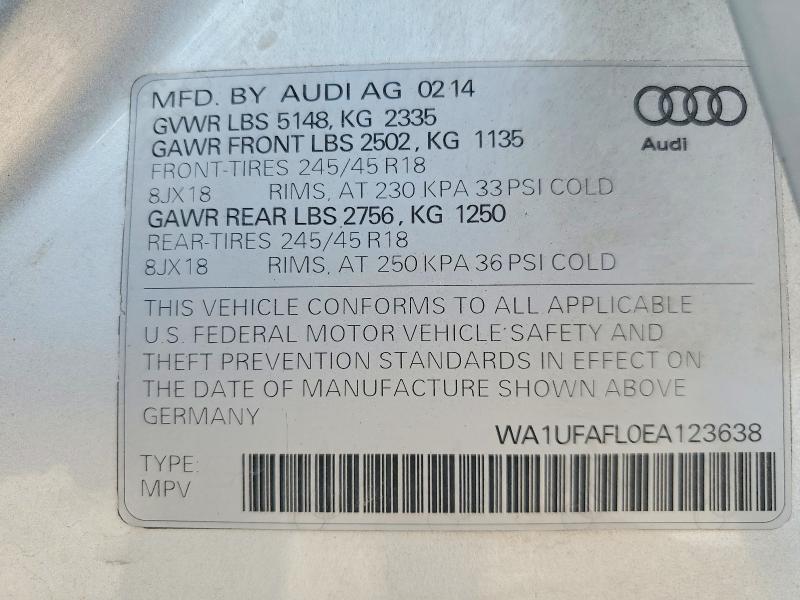 54450356 :رقم المزاد ، WA1UFAFL0EA123638 vin ، 2014 Audi A4 Allroad مزاد بيع
