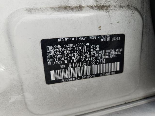 Aukcja sprzedaży 2015 Subaru Wrx, vin: JF1VA1J61F8812774, numer aukcji: 53841616