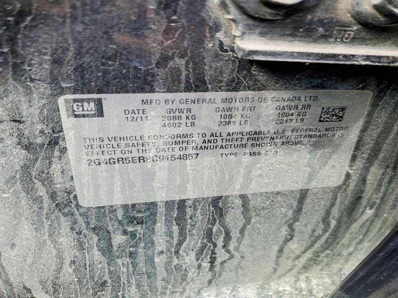50702986 :رقم المزاد ، 2G4GR5ER8C9154857 vin ، 2012 Buick Regal مزاد بيع