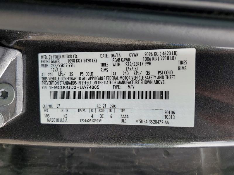 Aukcja sprzedaży 2017 Ford Escape, vin: 1FMCU0GD2HUA74885, numer aukcji: 52908286