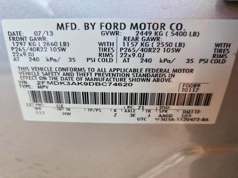 Aukcja sprzedaży 2013 Ford Edge, vin: 2FMDK3AK9DBC74620, numer aukcji: 53601536