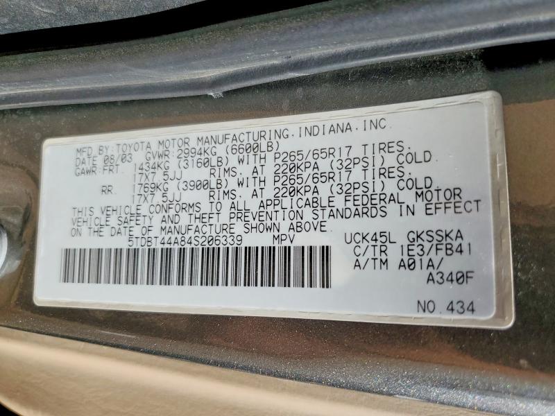 Продаж на аукціоні авто 2004 Toyota Sequoia, vin: 5TDBT44A84S206339, номер лоту: 54444226