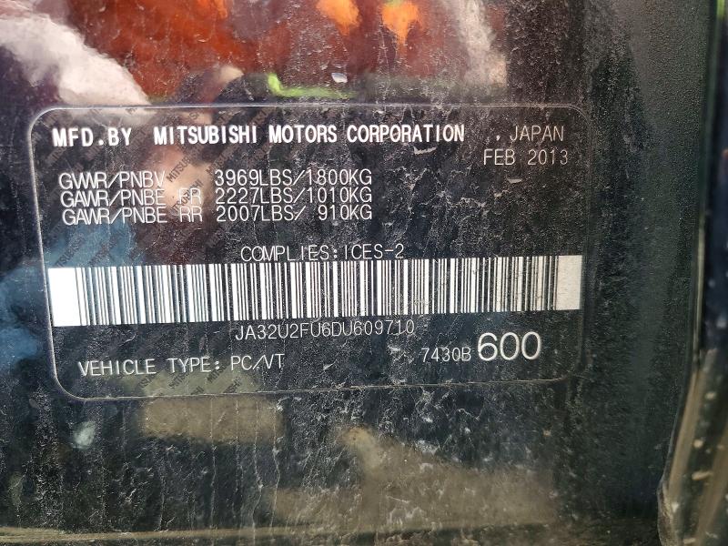 53605076 :رقم المزاد ، JA32U2FU6DU609710 vin ، 2013 Mitsubishi Lancer مزاد بيع