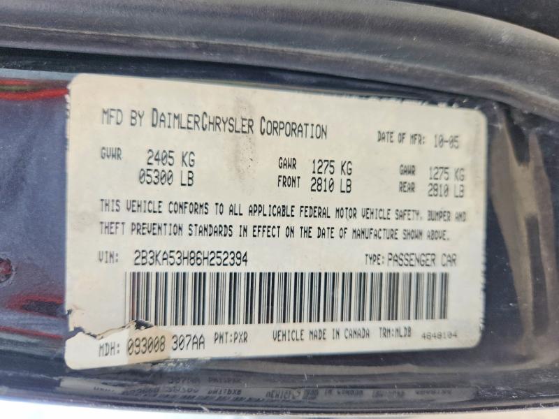 Продаж на аукціоні авто 2006 Dodge Charger, vin: 2B3KA53H86H252394, номер лоту: 52430596