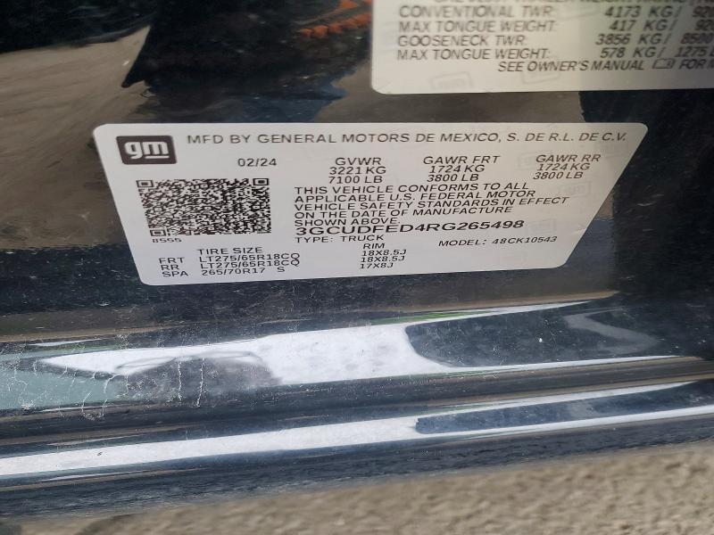 Продаж на аукціоні авто 2024 Chevrolet Silverado, vin: 3GCUDFED4RG265498, номер лоту: 51836336