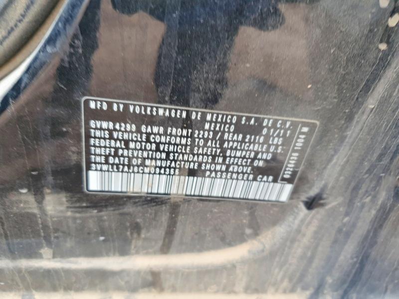 Продажа на аукционе авто 2012 Volkswagen Jetta, vin: 3VWLL7AJ6CM094355, номер лота: 54306606