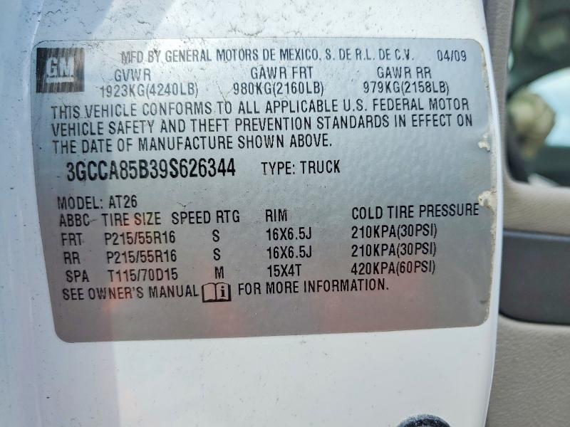 52873436 :رقم المزاد ، 3GCCA85B39S626344 vin ، 2009 Chevrolet Hhr مزاد بيع