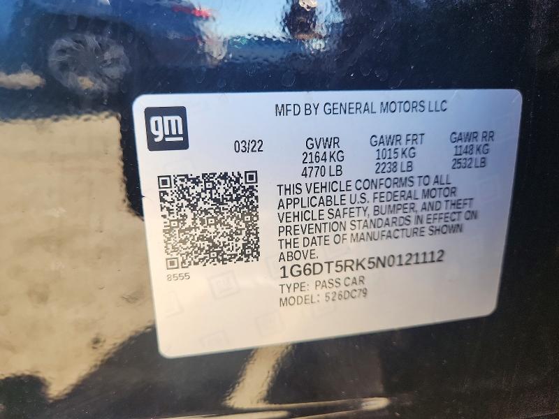 2022 Cadillac Ct5 მანქანა იყიდება აუქციონზე, vin: 1G6DT5RK5N0121112, აუქციონის ნომერი: 55072346