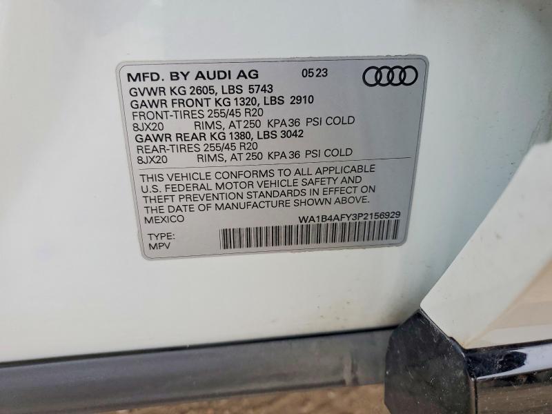 54851386 :رقم المزاد ، WA1B4AFY3P2156929 vin ، 2023 Audi Sq5 مزاد بيع