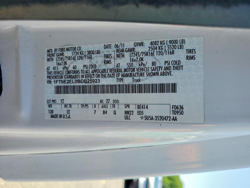 2011 Ford Econoline მანქანა იყიდება აუქციონზე, vin: 1FTNE2EL0BDB25923, აუქციონის ნომერი: 53002316