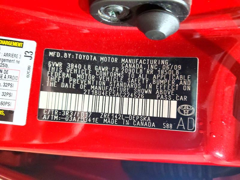 Продаж на аукціоні авто 2010 Toyota Corolla, vin: 2T1BU4EE5AC224526, номер лоту: 53272946