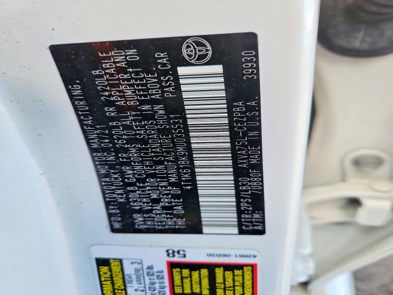 51906796 :رقم المزاد ، 4T1K61BK9MU035531 vin ، 2021 Toyota Camry مزاد بيع