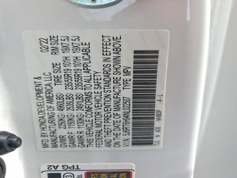 Aukcja sprzedaży 2022 Honda Cr-v, vin: 5J6RT6H94NL022507, numer aukcji: 54439216
