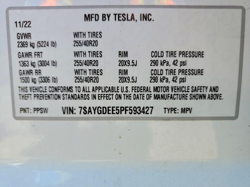 Продаж на аукціоні авто 2023 Tesla Model Y, vin: 7SAYGDEE5PF593427, номер лоту: 52291716