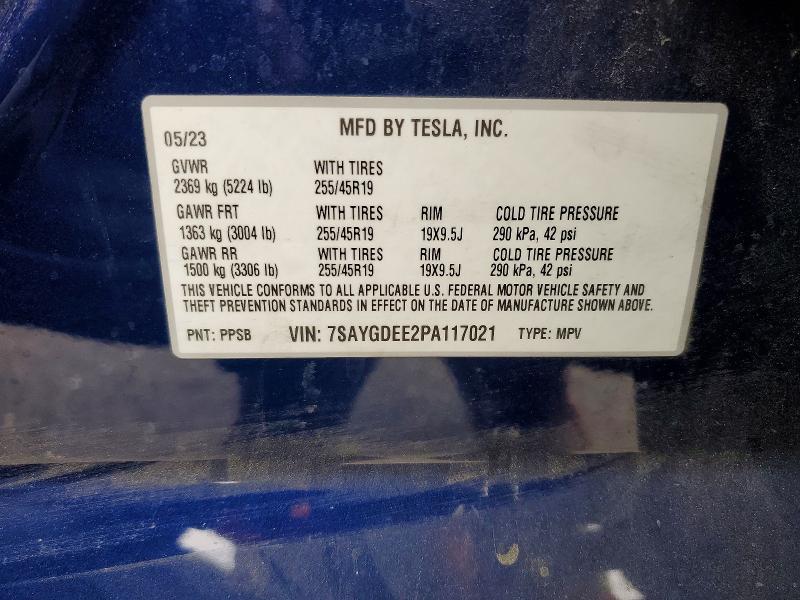 Продажа на аукционе авто 2023 Tesla Model Y, vin: 7SAYGDEE2PA117021, номер лота: 52453956