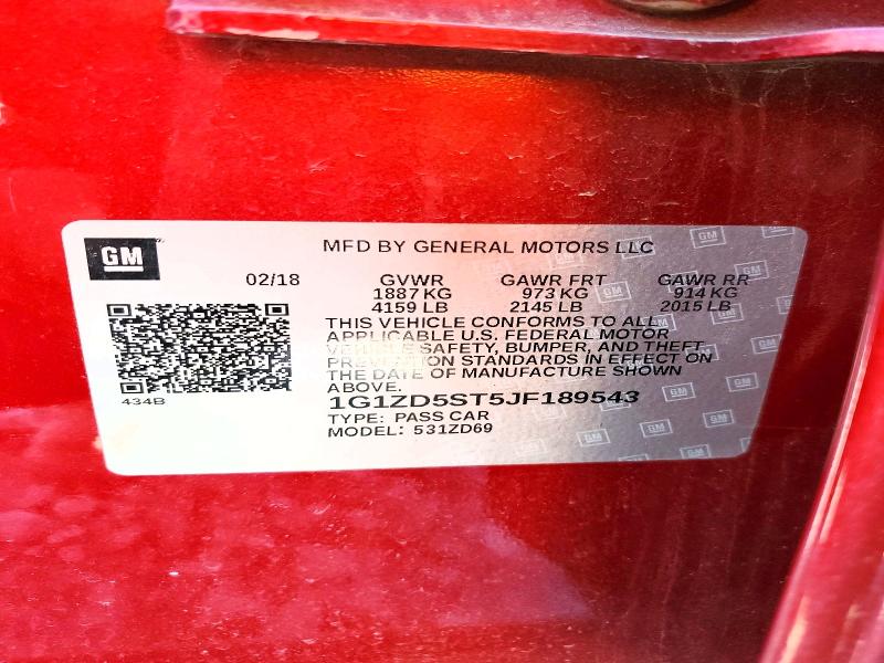 Продажа на аукционе авто 2018 Chevrolet Malibu, vin: 1G1ZD5ST5JF189543, номер лота: 53658996