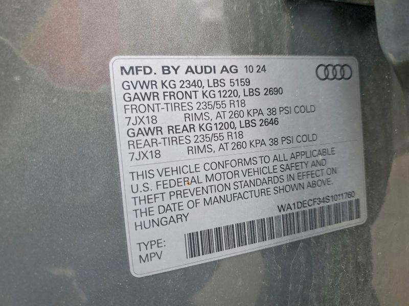 Продаж на аукціоні авто 2025 Audi Q3, vin: WA1DECF34S1011760, номер лоту: 52163146