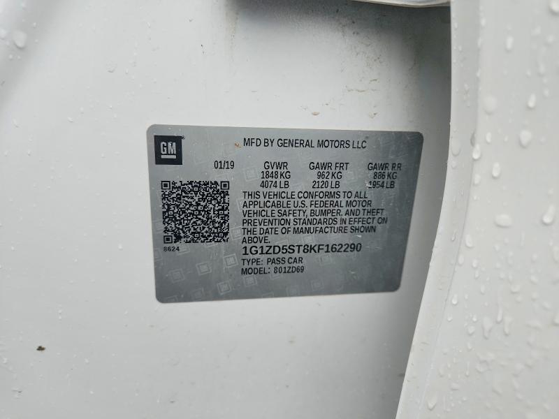 2019 Chevrolet Malibu მანქანა იყიდება აუქციონზე, vin: 1G1ZD5ST8KF162290, აუქციონის ნომერი: 55009406