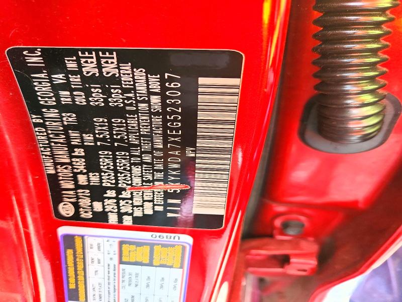 54890466 :رقم المزاد ، 5XYKWDA7XEG523067 vin ، 2014 Kia Sorento مزاد بيع