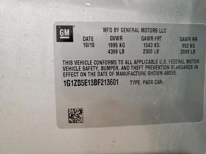 2011 Chevrolet Malibu მანქანა იყიდება აუქციონზე, vin: 1G1ZB5E13BF213601, აუქციონის ნომერი: 52776566