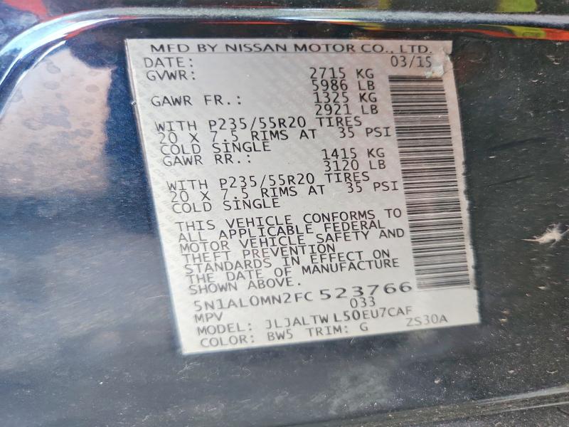 Продажа на аукционе авто 2015 Infiniti Qx60, vin: 5N1AL0MN2FC523766, номер лота: 53633946