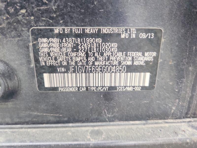 Aukcja sprzedaży 2014 Subaru Impreza, vin: JF1GV7F69EG004850, numer aukcji: 52543096