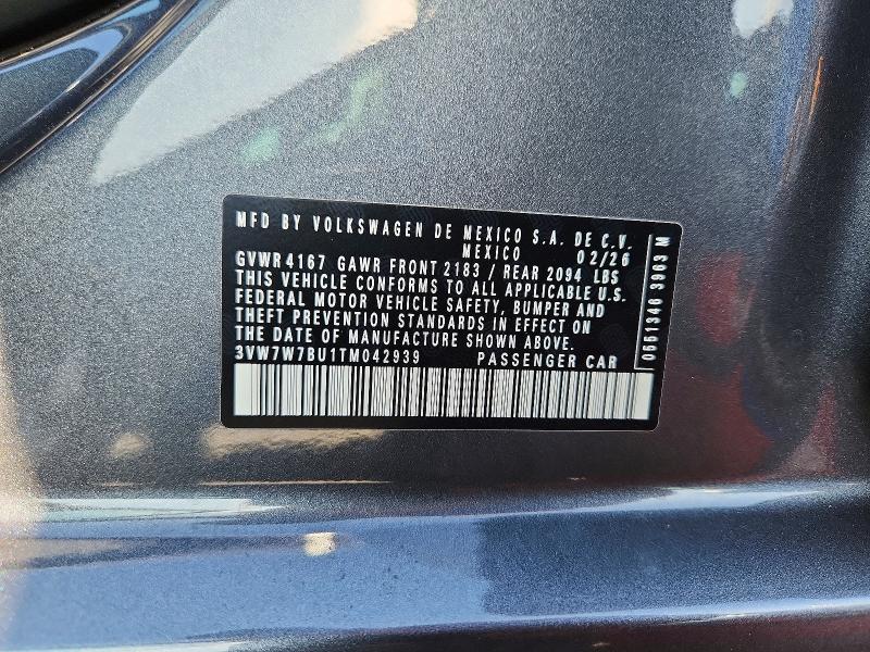 52969486 :رقم المزاد ، 3VW7W7BU1TM042939 vin ، 2026 Volkswagen Jetta مزاد بيع