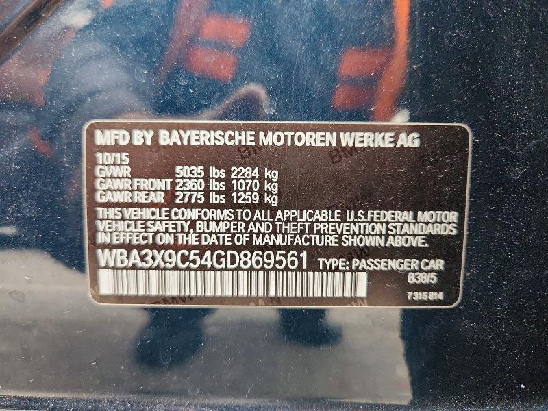 Aukcja sprzedaży 2016 Bmw 335, vin: WBA3X9C54GD869561, numer aukcji: 53231816