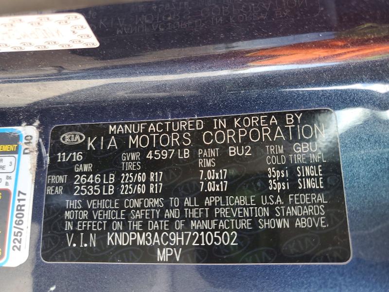 2017 Kia Sportage მანქანა იყიდება აუქციონზე, vin: KNDPM3AC9H7210502, აუქციონის ნომერი: 52150546