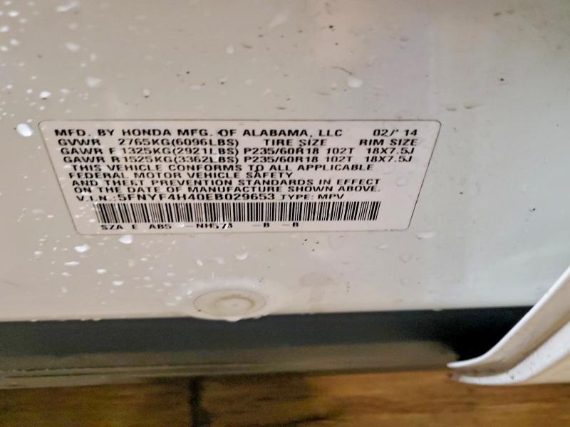 Продаж на аукціоні авто 2014 Honda Pilot, vin: 5FNYF4H40EB029653, номер лоту: 52663566