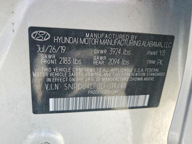 Aukcja sprzedaży 2020 Hyundai Elantra, vin: 5NPD84LF0LH514648, numer aukcji: 53294556