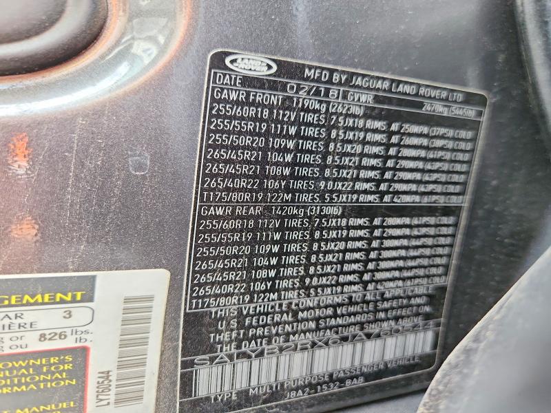 2018 Land Rover Range Rover Velar მანქანა იყიდება აუქციონზე, vin: SALYB2RX6JA760544, აუქციონის ნომერი: 54542426