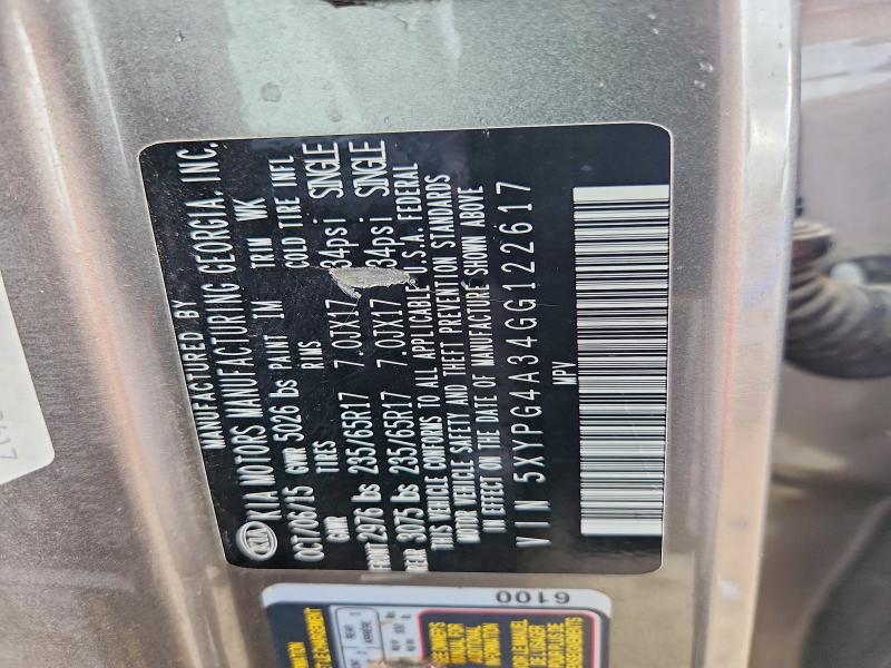 55125766 :رقم المزاد ، 5XYPG4A34GG122617 vin ، 2016 Kia Sorento مزاد بيع