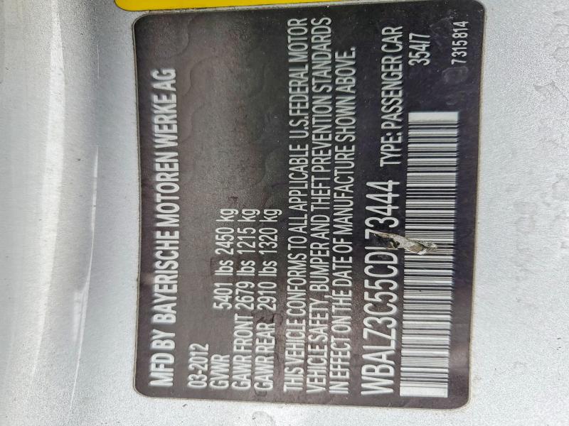 53544726 :رقم المزاد ، WBALZ3C55CDL73444 vin ، 2012 Bmw 650 مزاد بيع