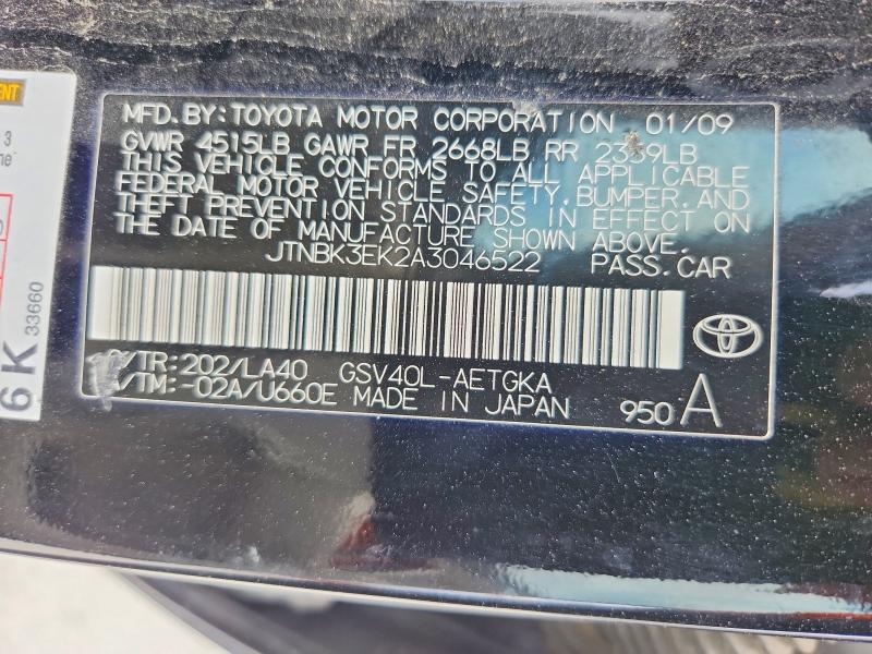 Aukcja sprzedaży 2010 Toyota Camry, vin: JTNBK3EK2A3046522, numer aukcji: 54437386