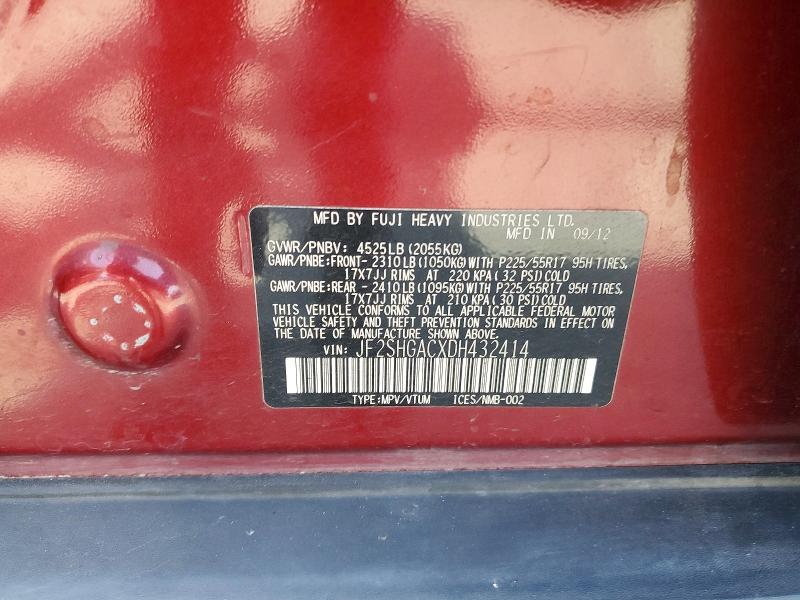 Aukcja sprzedaży 2013 Subaru Forester, vin: JF2SHGACXDH432414, numer aukcji: 53938806