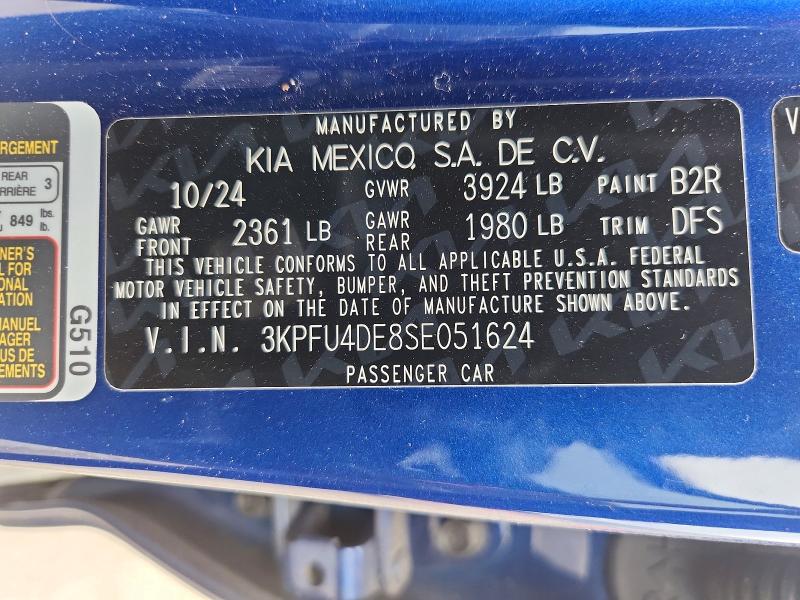 Продажа на аукционе авто 2025 Kia K4, vin: 3KPFU4DE8SE051624, номер лота: 52399106