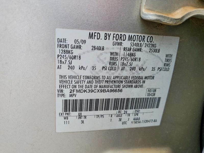 Aukcja sprzedaży 2009 Ford Edge, vin: 2FMDK39CX9BA96656, numer aukcji: 55609286