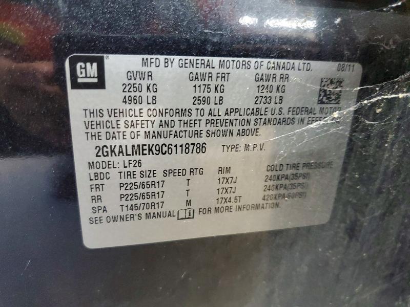 52066706 :رقم المزاد ، 2GKALMEK9C6118786 vin ، 2012 Gmc Terrain مزاد بيع