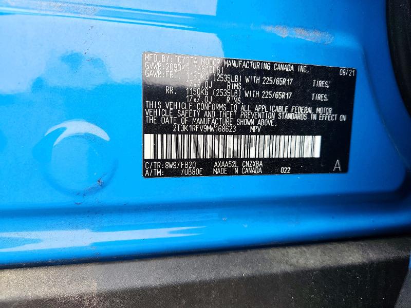 Продаж на аукціоні авто 2021 Toyota Rav4, vin: 2T3K1RFV9MW168623, номер лоту: 51564126