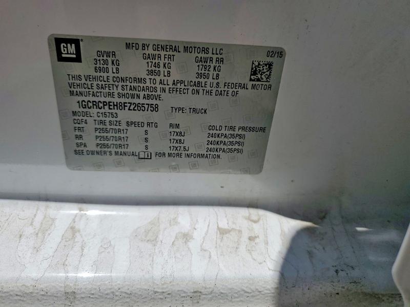 Aukcja sprzedaży 2015 Chevrolet Silverado, vin: 1GCRCPEH8FZ265758, numer aukcji: 53407096